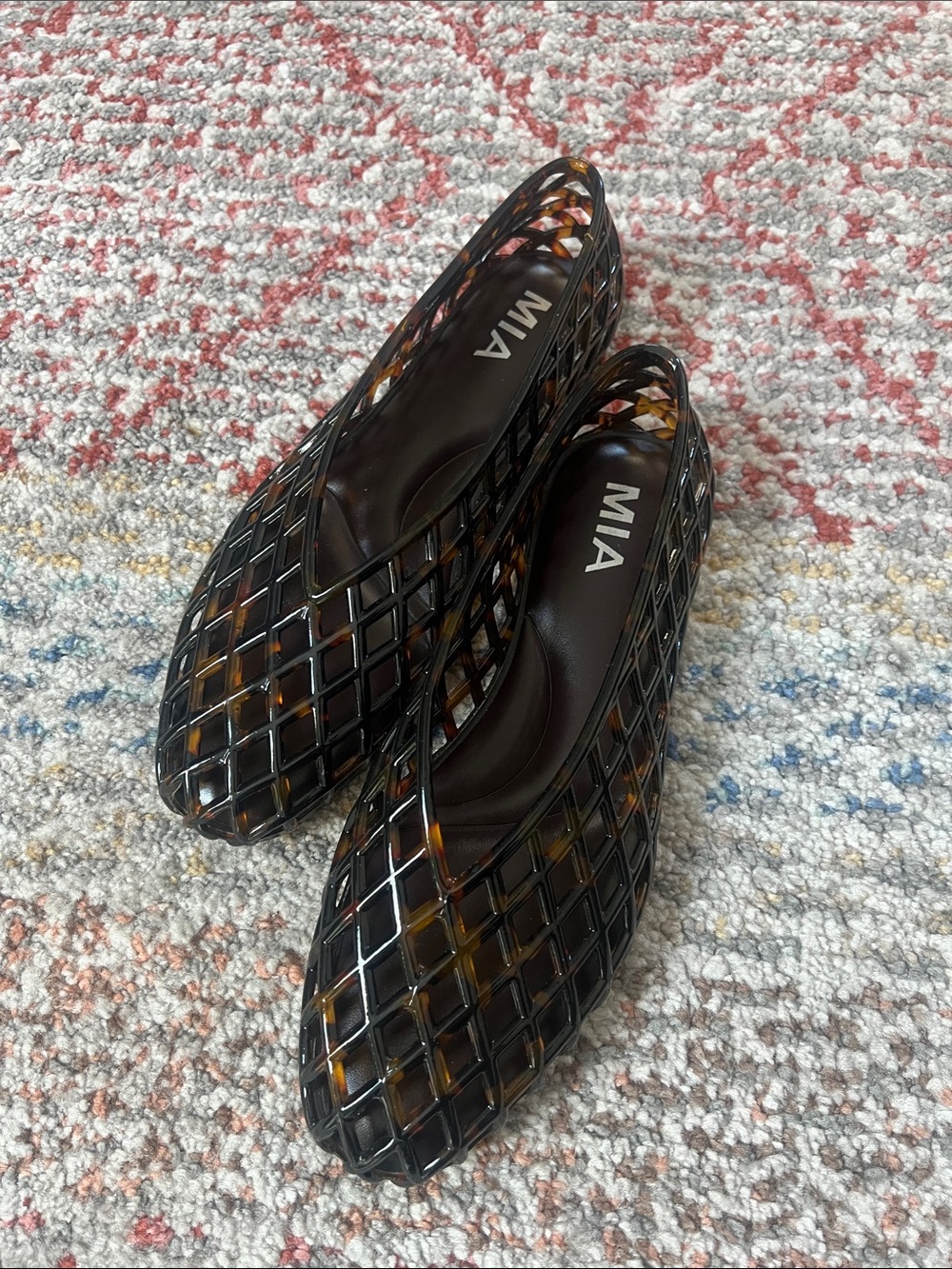 MIA Black Lattice Flats with Tortoiseshell Inset
